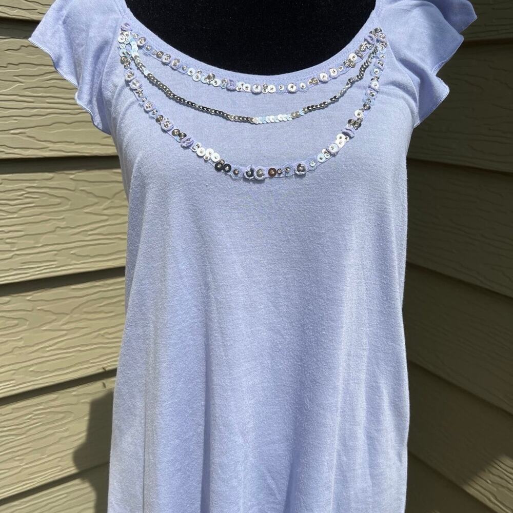 DREAM OUT LOUD, Selena Gomez, Blue Flutter Sleeves, Scoop Neck Top, Women's M